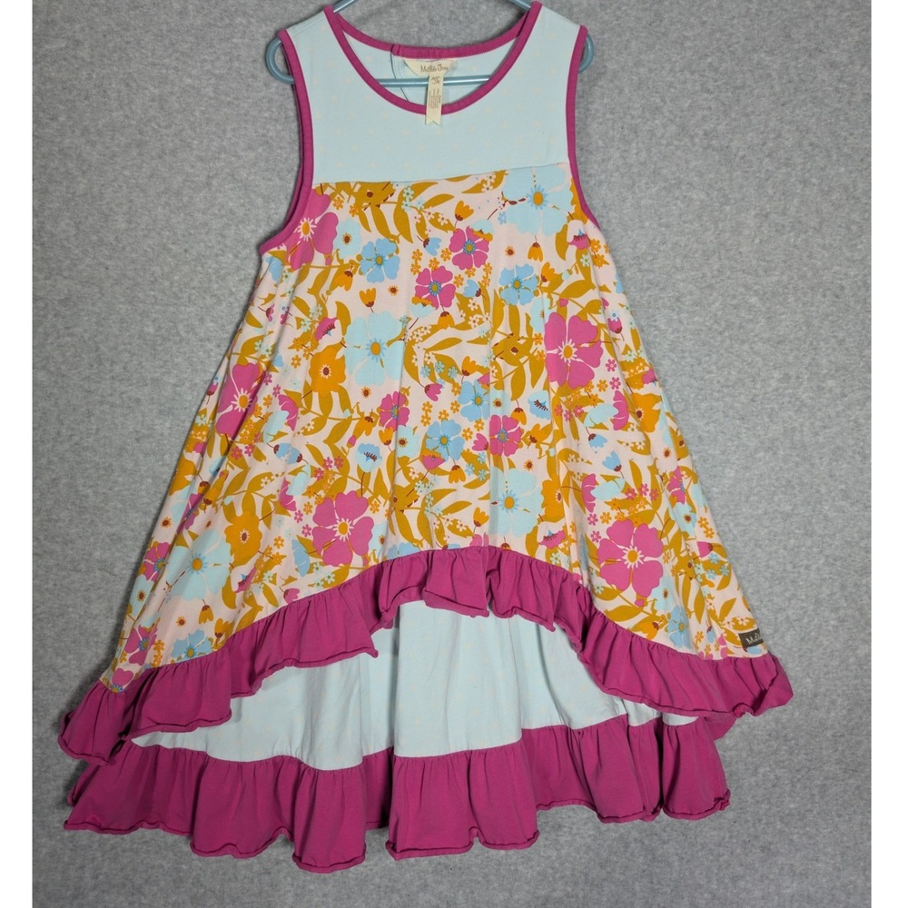 Matilda Jane Girls Dress Size 12 Floral Polka Dot High Low Ruffle Shabby Chic